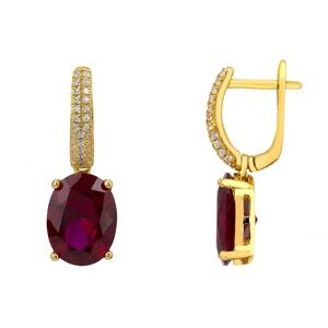 Elegant Gold and Red Gemstone Earrings